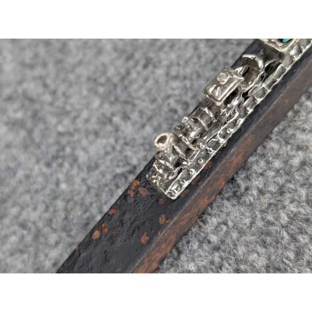 Railroad Spike With Silver Model Train On Top Hauling Topaz 7" Long - Picture 5 of 8